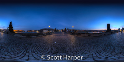 Pano of Outside of Prague Castle with view of Prague